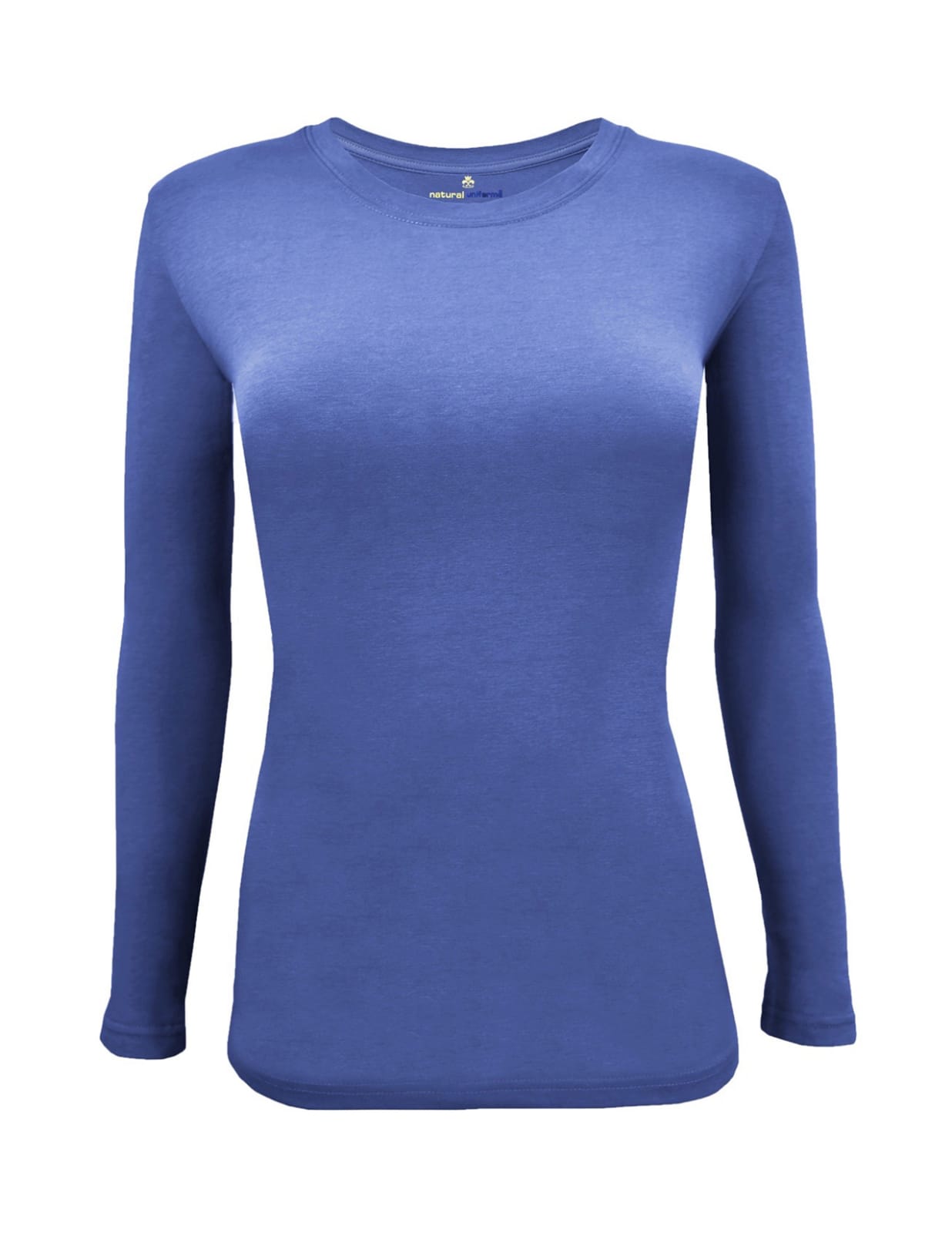 Long sleeve under scrub tee has a round neck with shape body ultra soft 57%cotton,38%polyester,5%spandex.