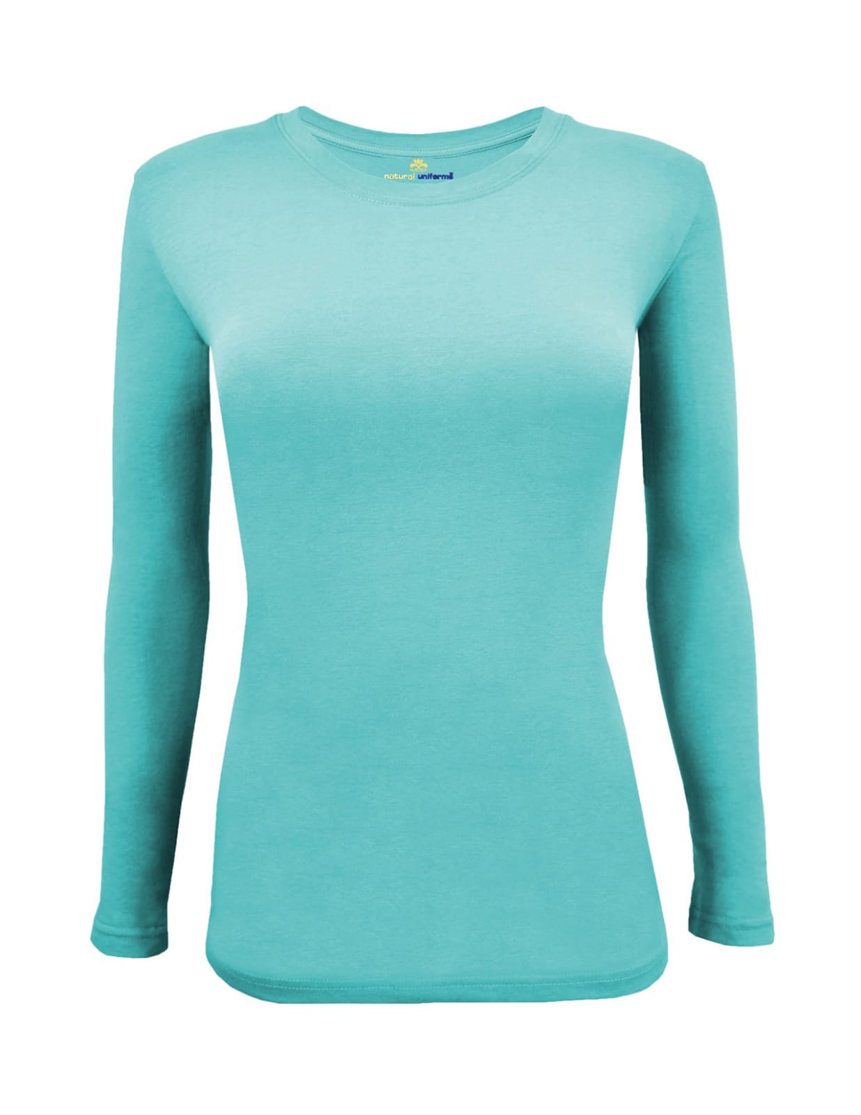 Long sleeve under scrub tee has a round neck with shape body ultra soft 57%cotton,38%polyester,5%spandex.