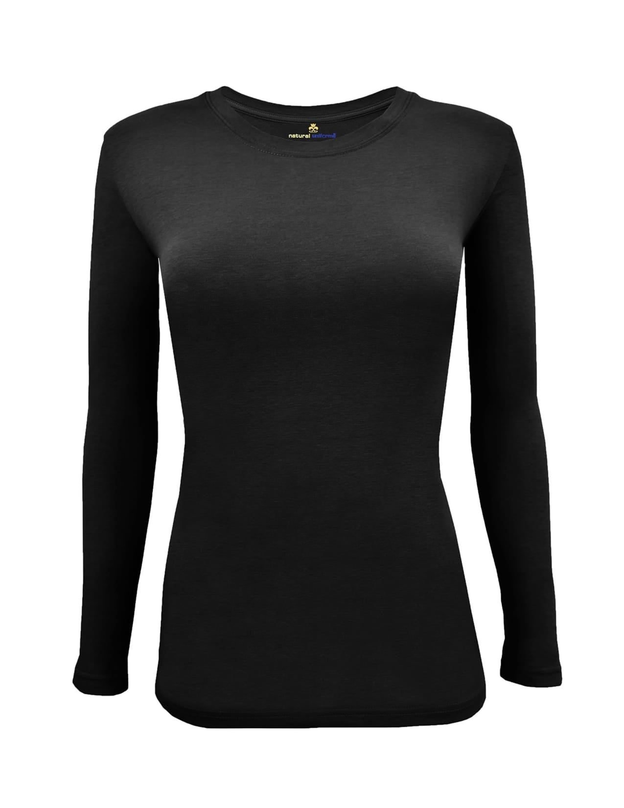 Long sleeve under scrub tee has a round neck with shape body ultra soft 57%cotton,38%polyester,5%spandex.